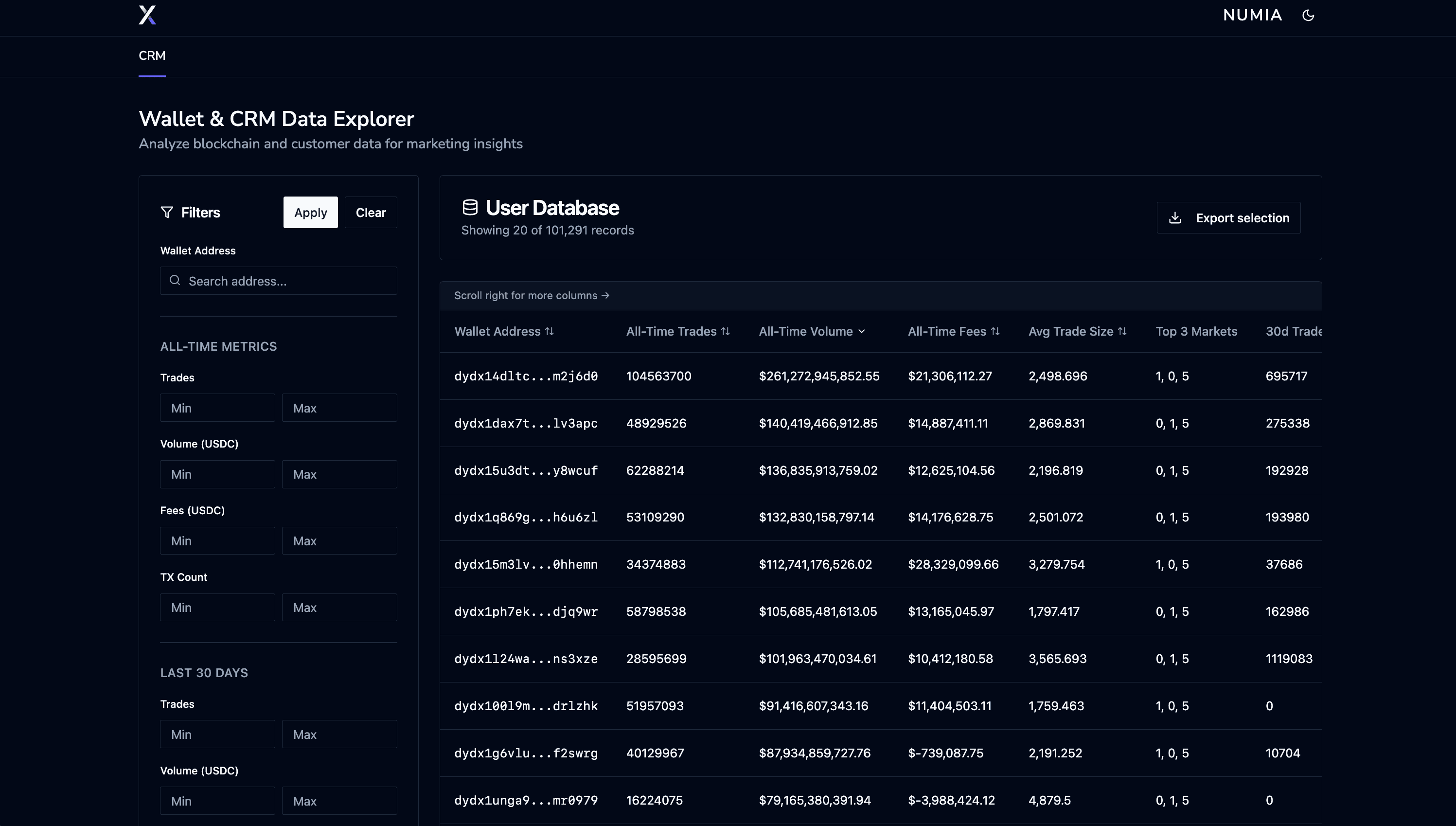 Onchain CRM screenshot